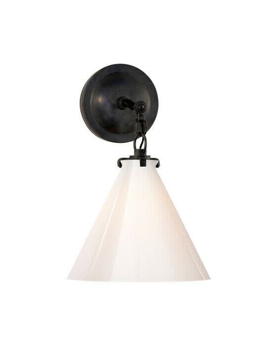 Katie Conical vägglampa brons/vitt glas S