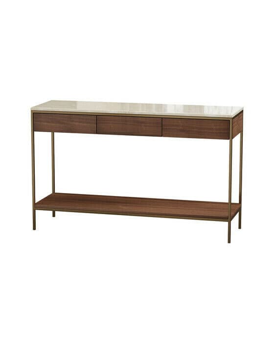 Erin konsolbord mässing valnöt beige