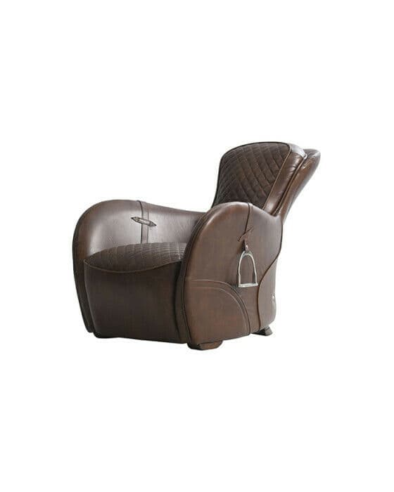 Saddle skinnfåtölj vintage cigar