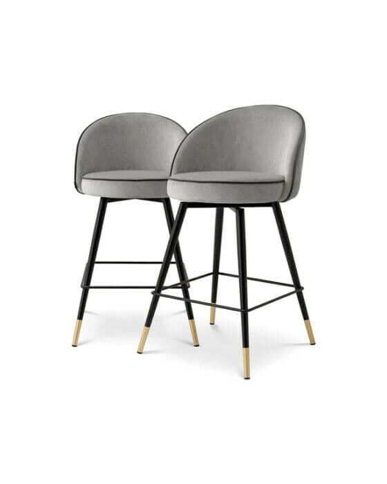Cooper barstolar roche light grey velvet 2-set