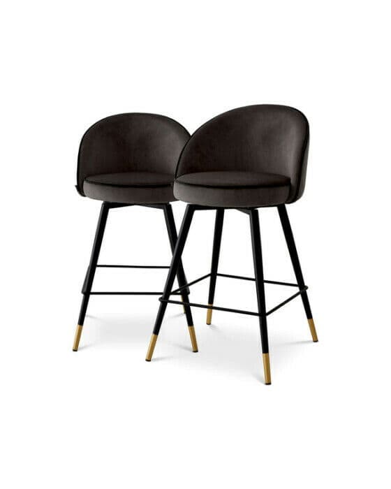 Cooper barstolar roche dark grey velvet 2-set