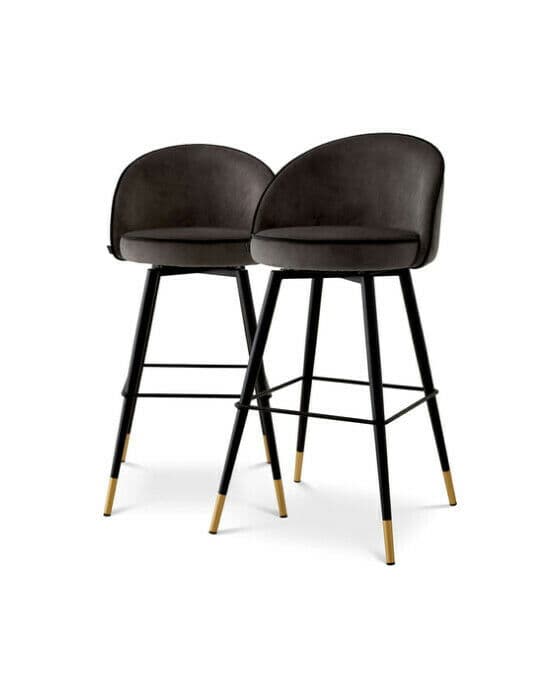 Cooper barstol roche dark grey velvet 2-set