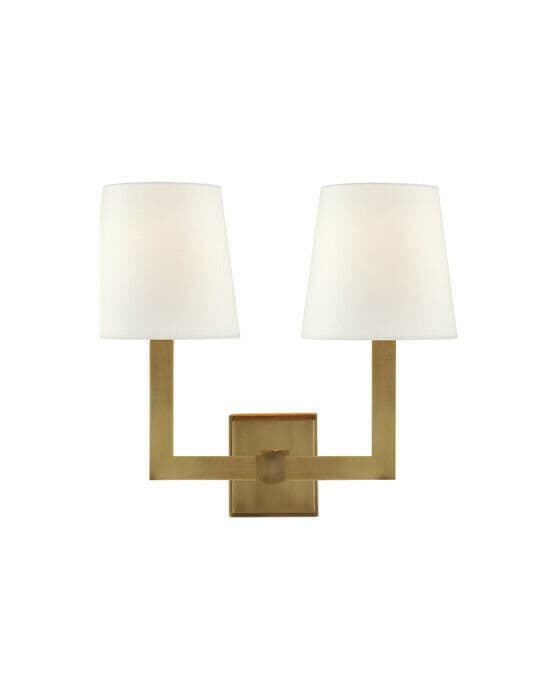 Square Tube vägglampa dubbel antik mässing