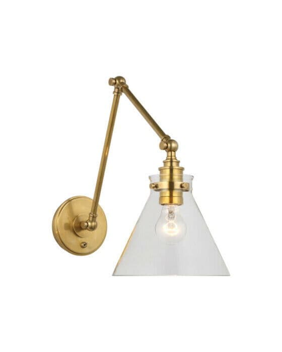 Parkington vägglampa dubbel antik mässing/klarglas