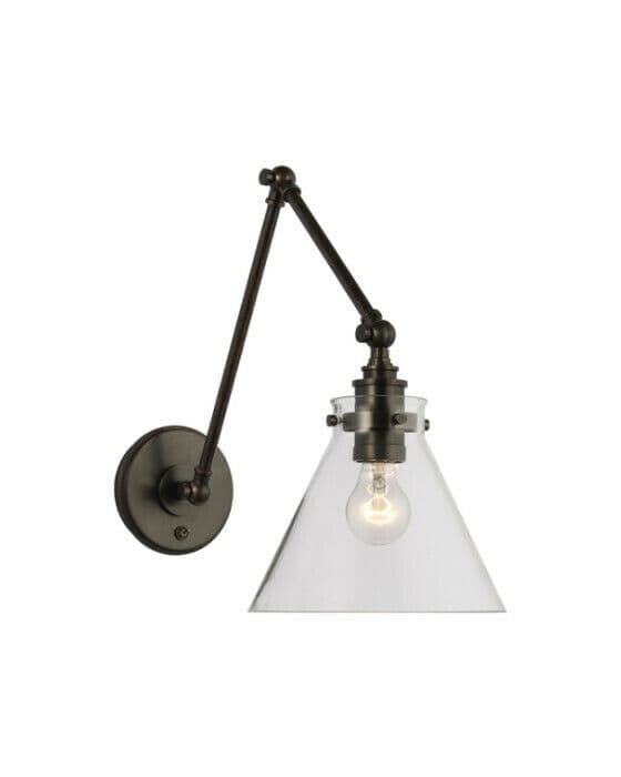 Parkington vägglampa dubbel brons/klarglas