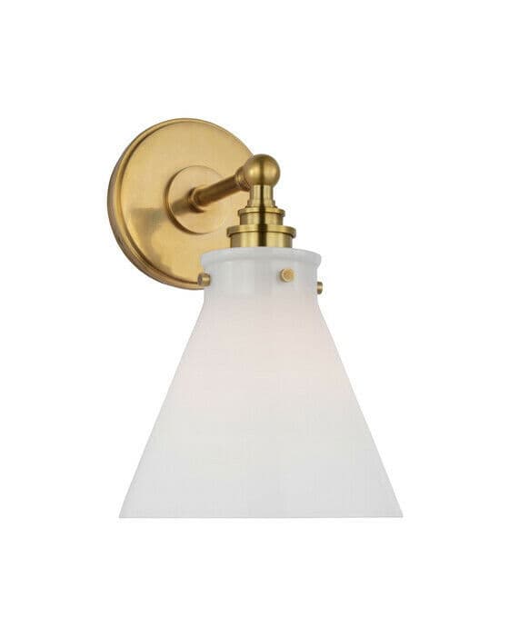 Parkington badrumsbelysning antik mässing/vitt glas