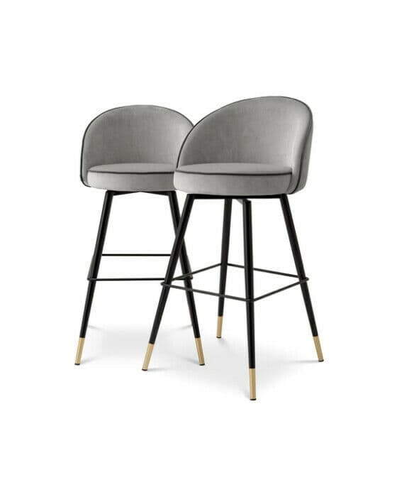 Cooper barstol roche light grey velvet 2-set OUTLET