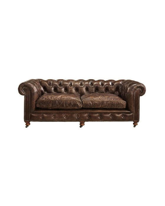 Kensington soffa läder vintage cigar