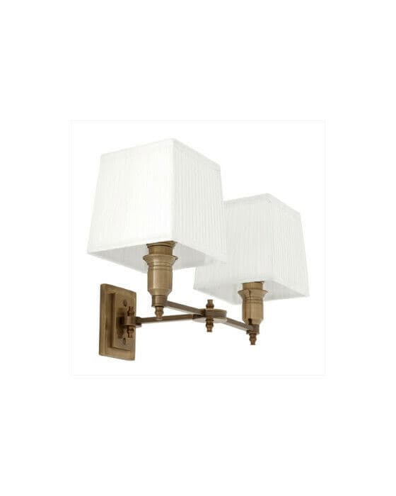 Lexington vägglampa dubbel mässing/vit