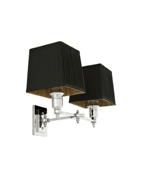 Lexington vägglampa dubbel nickel/svart
