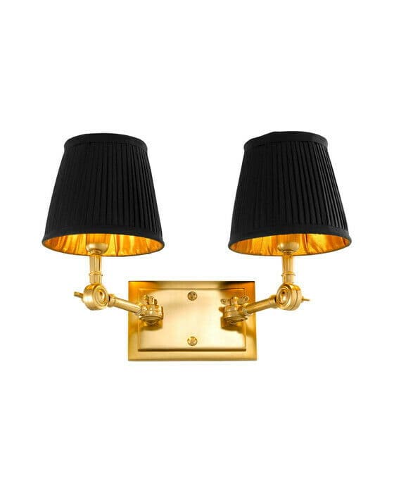 Wentworth vägglampa dubbel guld/svart