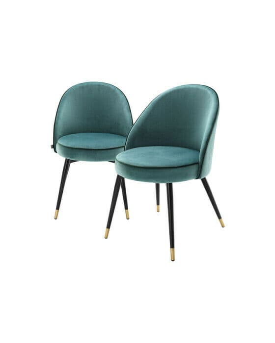 Cooper matstol roche turquoise velvet 2-set
