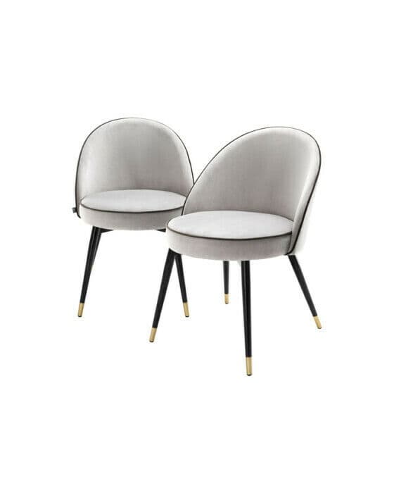 Cooper matstol roche light grey velvet set of 2