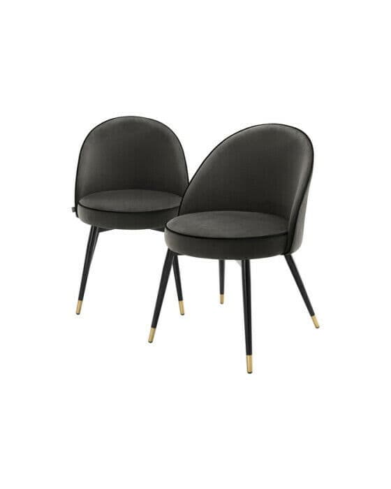 Cooper matstol roche dark grey velvet 2-set
