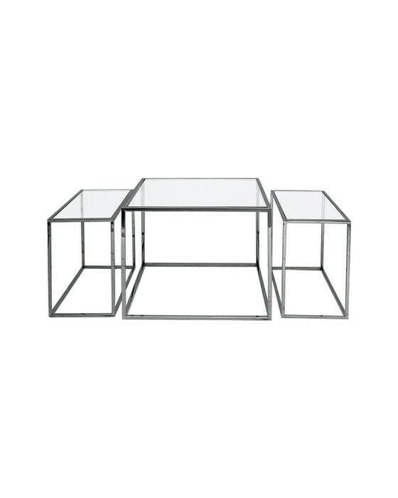 Three set table - soffbord svart krom hög