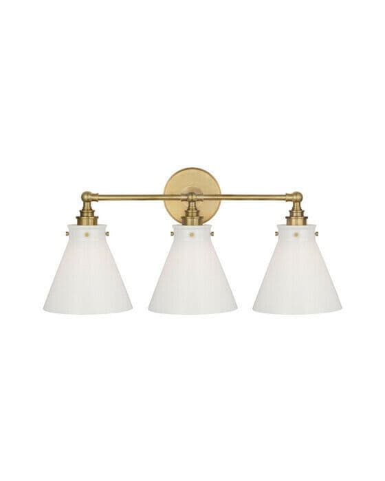 Parkington 24" badrumsbelysning antik mässing/vitt glas