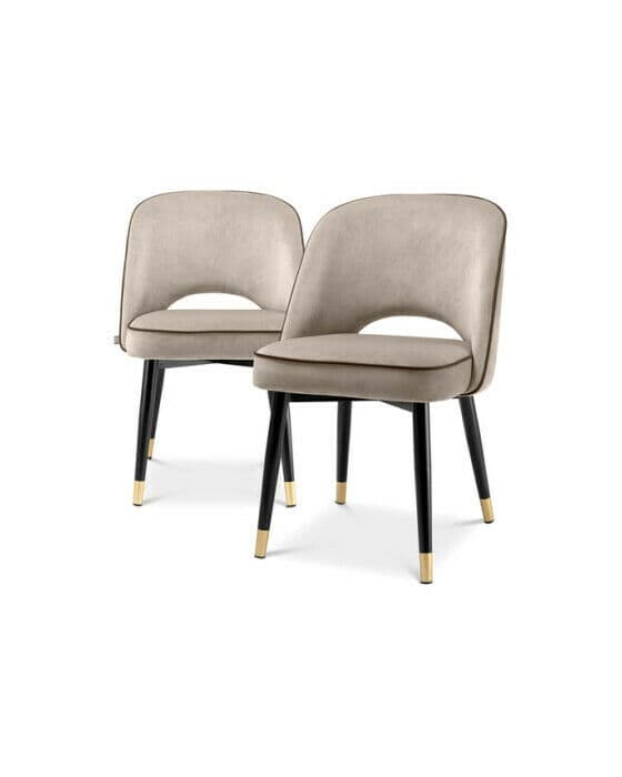 Cliff matstolar savona greige velvet 2-set