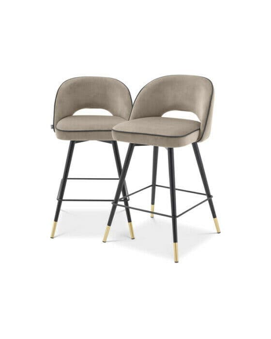 Cliff barstolar savona greige velvet 2-set