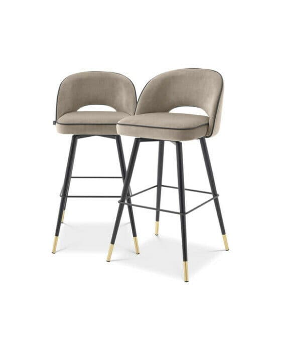 Cliff barstolar savona greige velvet 2-set