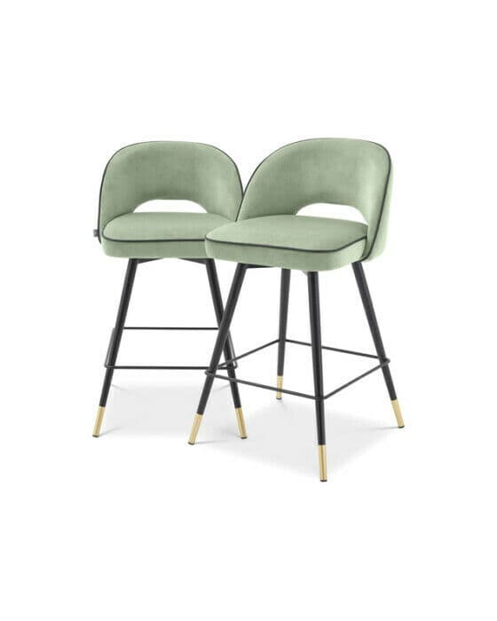 Cliff barstolar savona pistache green velvet 2-set