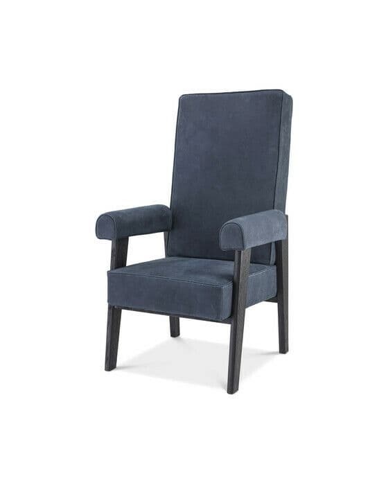 Milo skinnfåtölj blue nubuck hög