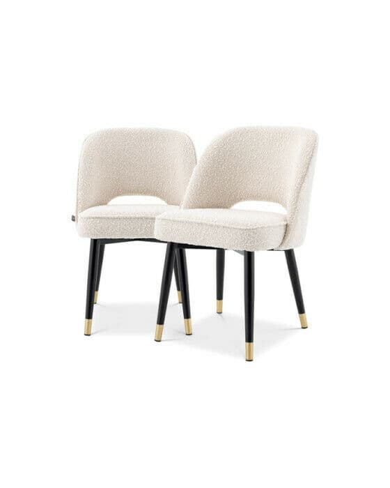 Cliff matstolar bouclé cream 2-set