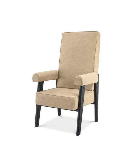 Milo skinnfåtölj beige nubuck hög