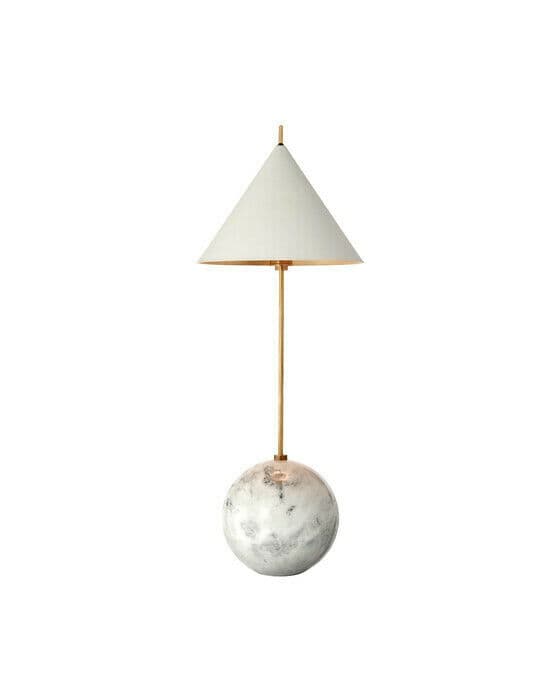 Cleo Orb Base skrivbordslampa antik mässing/vit