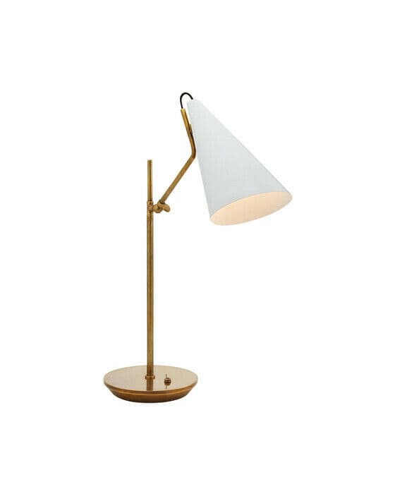 Clemente bordslampa antik mässing/vit
