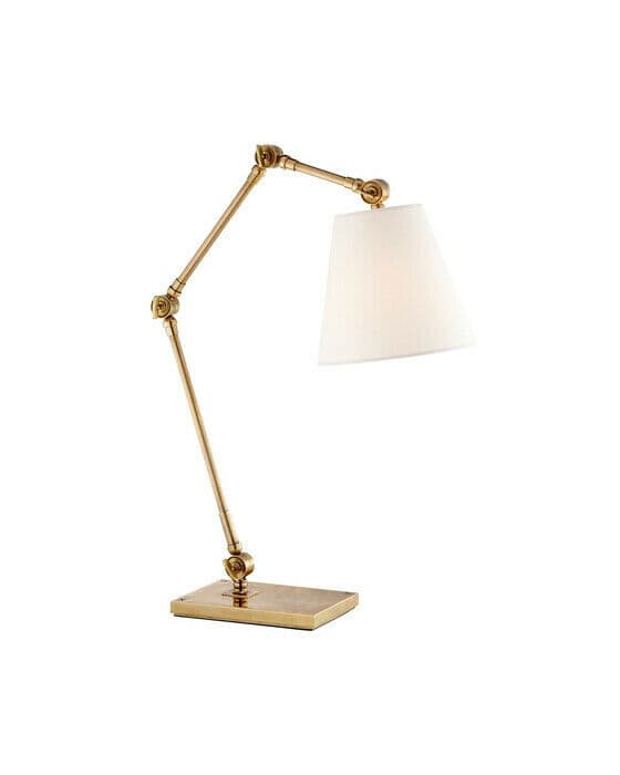 Graves skrivbordslampa antik mässing/linne