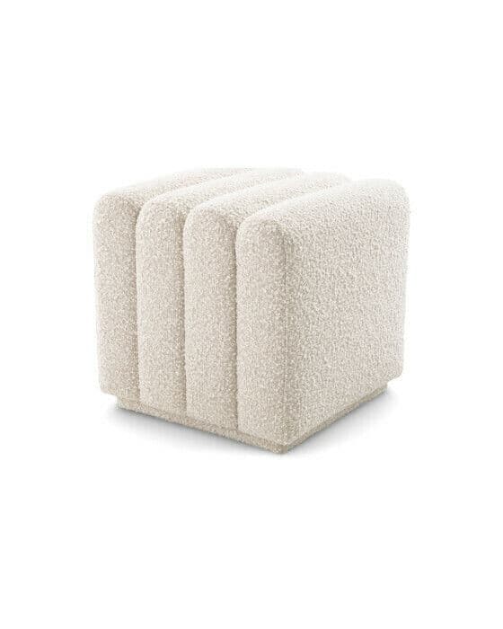 Bente fotpall bouclé cream