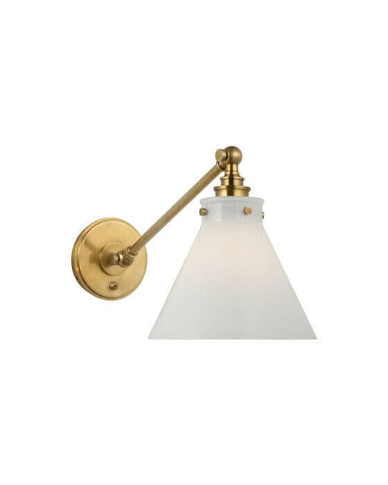 Parkington vägglampa antik mässing/vit