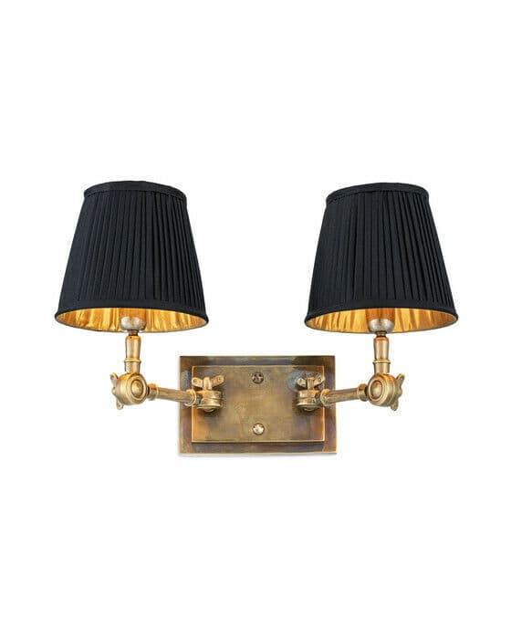 Wentworth vägglampa dubbel mässing/svart