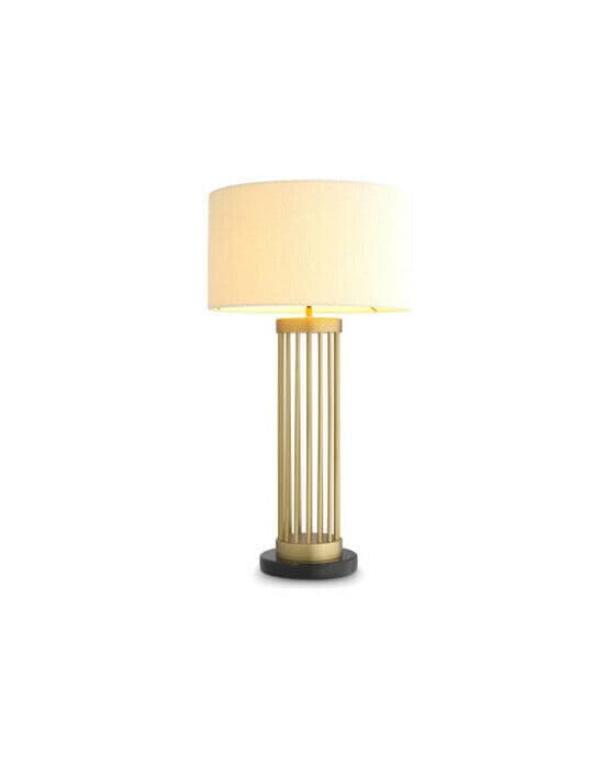 Condo bordslampa antik mässing/vit