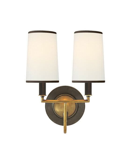 Elkins vägglampa dubbel brons/antik mässing
