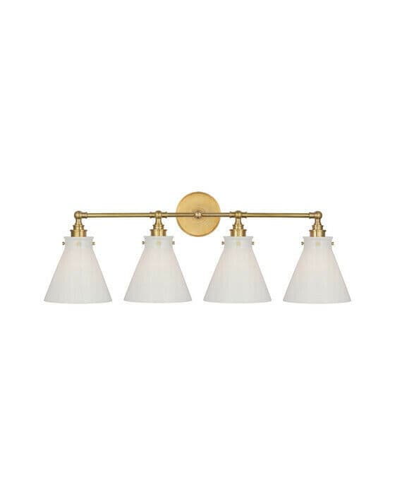 Parkington 32"" badrumsbelysning antik mässing/vitt glas