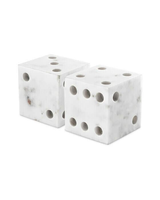 Visa tärning dekoration white marble 2-set
