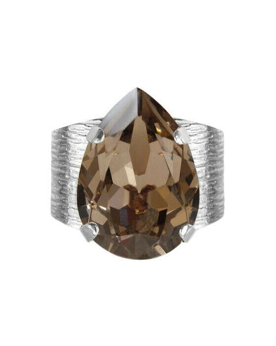 Classic Drop ring greige rhodium