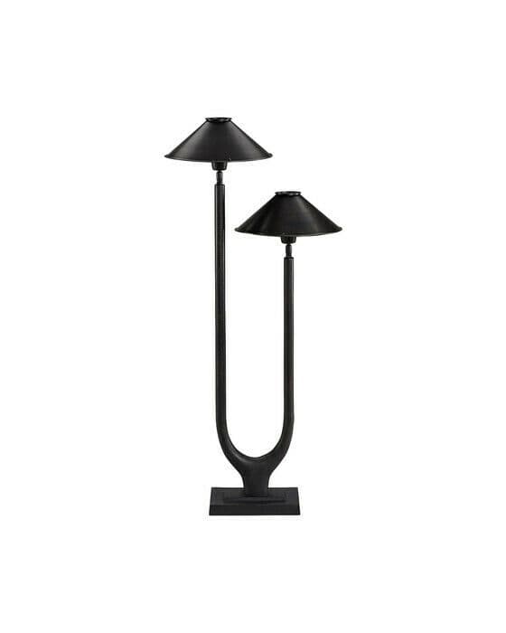 Twin bordslampa antik brons