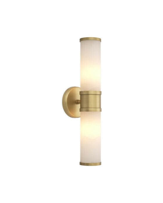 Claridges vägglampa antik mässing/alabaster dubbel