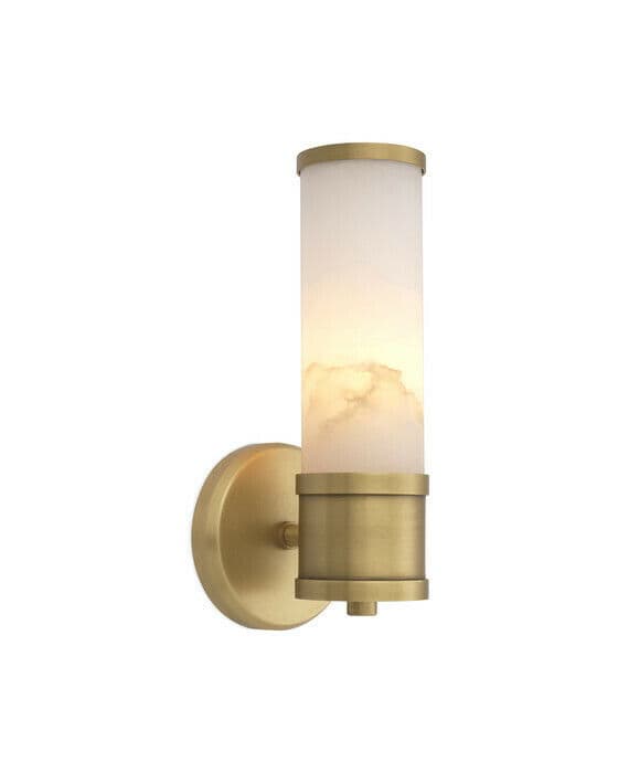 Claridges vägglampa antik mässing/alabaster enkel