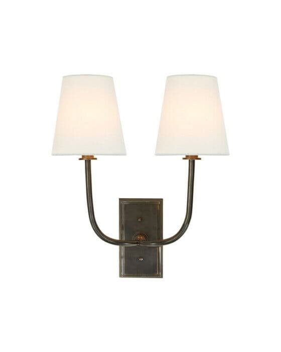 Hulton vägglampa dubbel brons