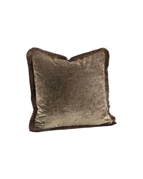 Garda Velvet kuddfodral fransar taupe