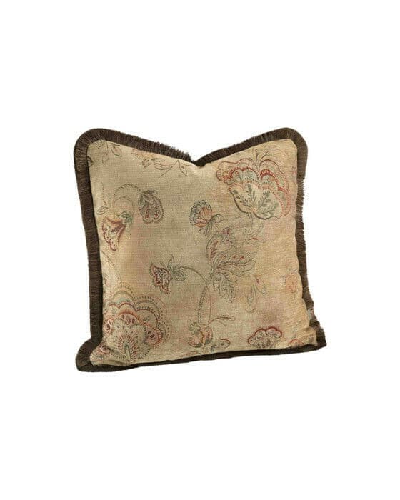 Miralago Flower kuddfodral med fransar beige