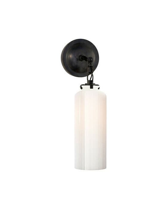 Katie cylinder vägglampa brons/vitt glas