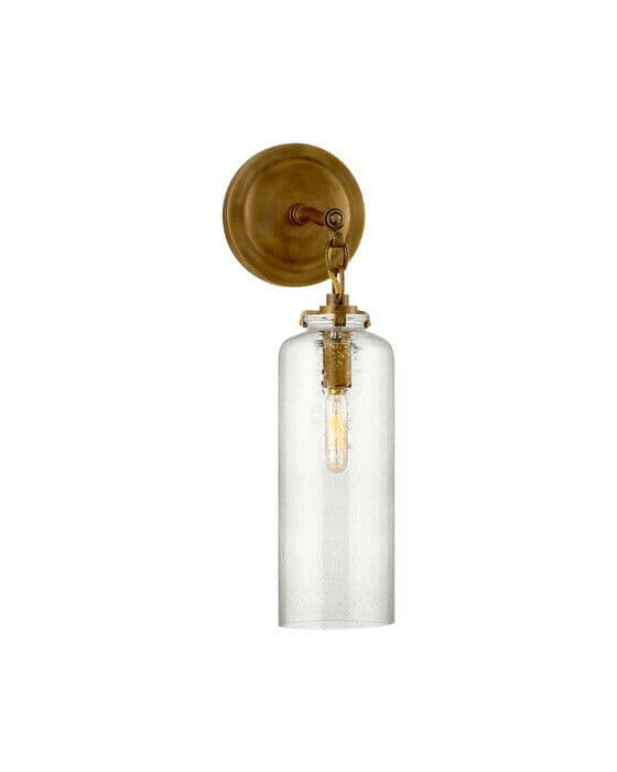 Katie cylinder vägglampa antik mässing/glas