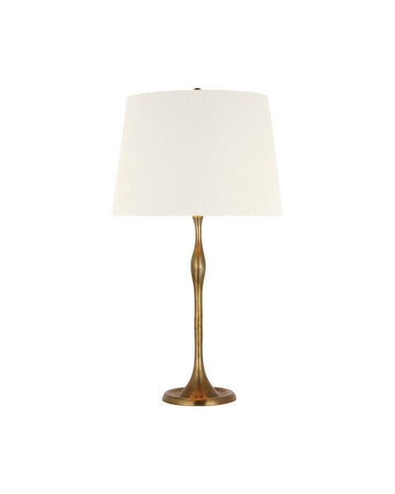 Romero bordslampa antik mässing/linne