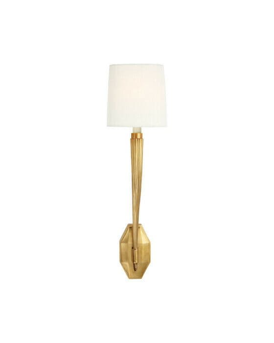 Ruhlmann vägglampa antik mässing/linne