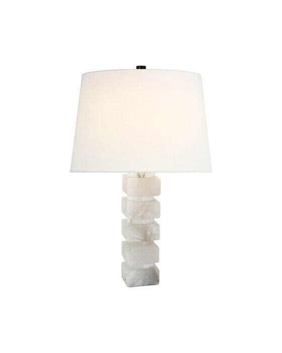 Square Chunky Stacked bordslampa alabaster/linne