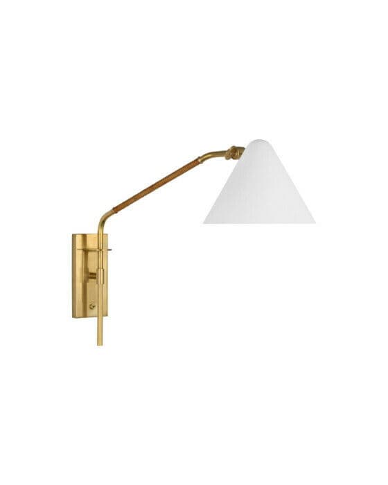 Laken vägglampa justerbar antik mässing